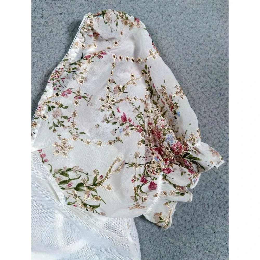 Renaissance Floral Bustier Top Womens XS Sheer Lace Corset Festival - Picture 6 of 9